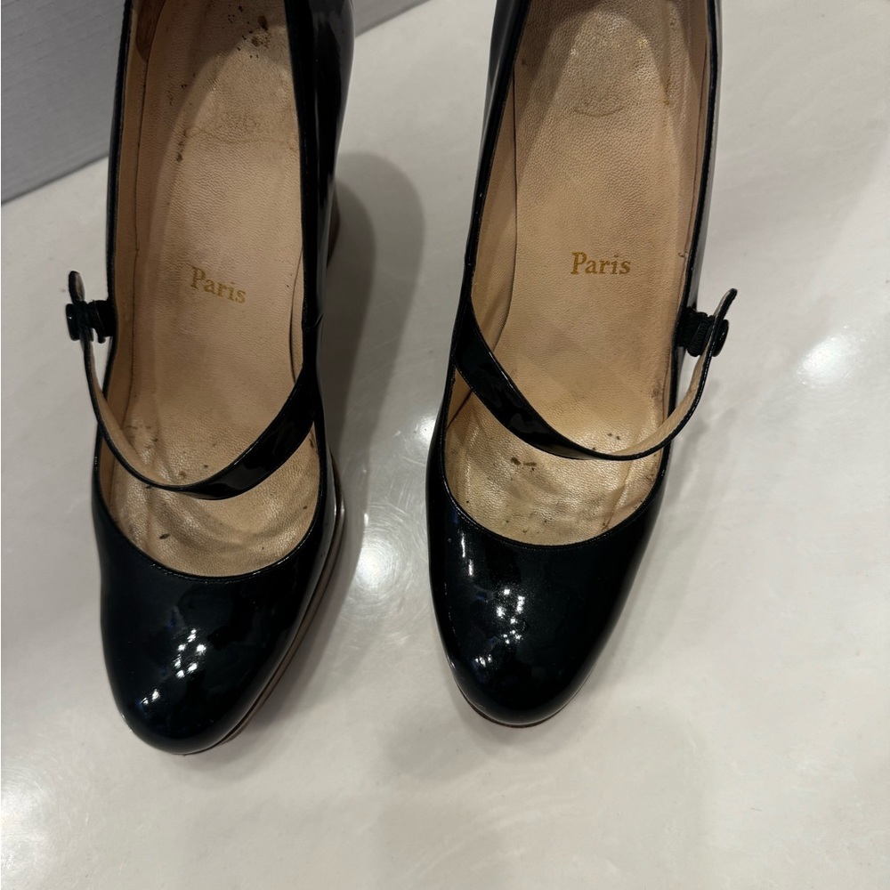 Black Mary Jane Wedge Shoes - Picture 2 of 10